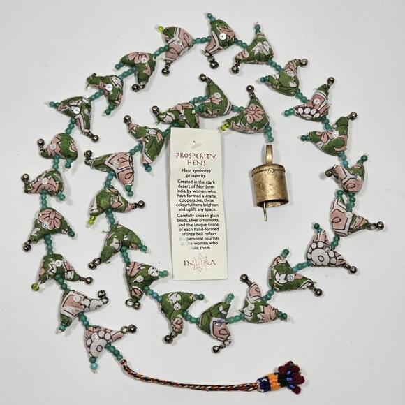 Other - String of Hanging Indika Prosperity Hens Tota Handmade India 43" Long W/ Bells